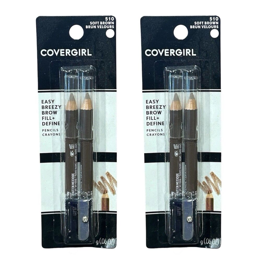 2x CoverGirl Easy Breezy Brow Fill Eye Pencils 510 Soft Brown